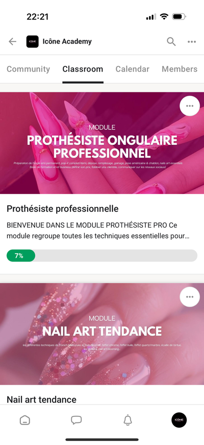 Plateforme e-learning formation esthétique - Interface Icône Academy