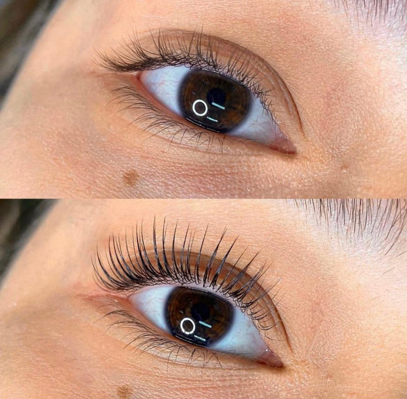 Avant après rehaussement de cils transformation résultat naturel curl professionnel - Élève diplômée formation Icône Academy Le Havre